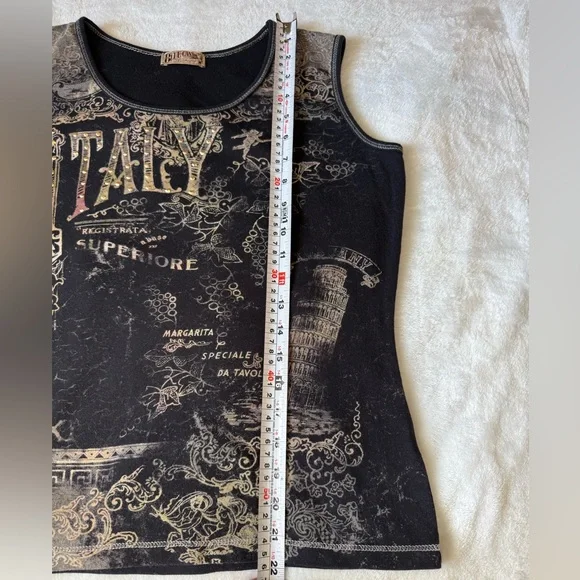 Blue Canyon Y2K Italy Graphic Tank Top Medium Grunge Studded - Picture 6 of 7